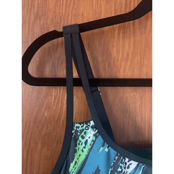 Summer Mae Women's Sz 16 Green Black White Straps Tankini Swim Top NWT - Picture 3 of 9